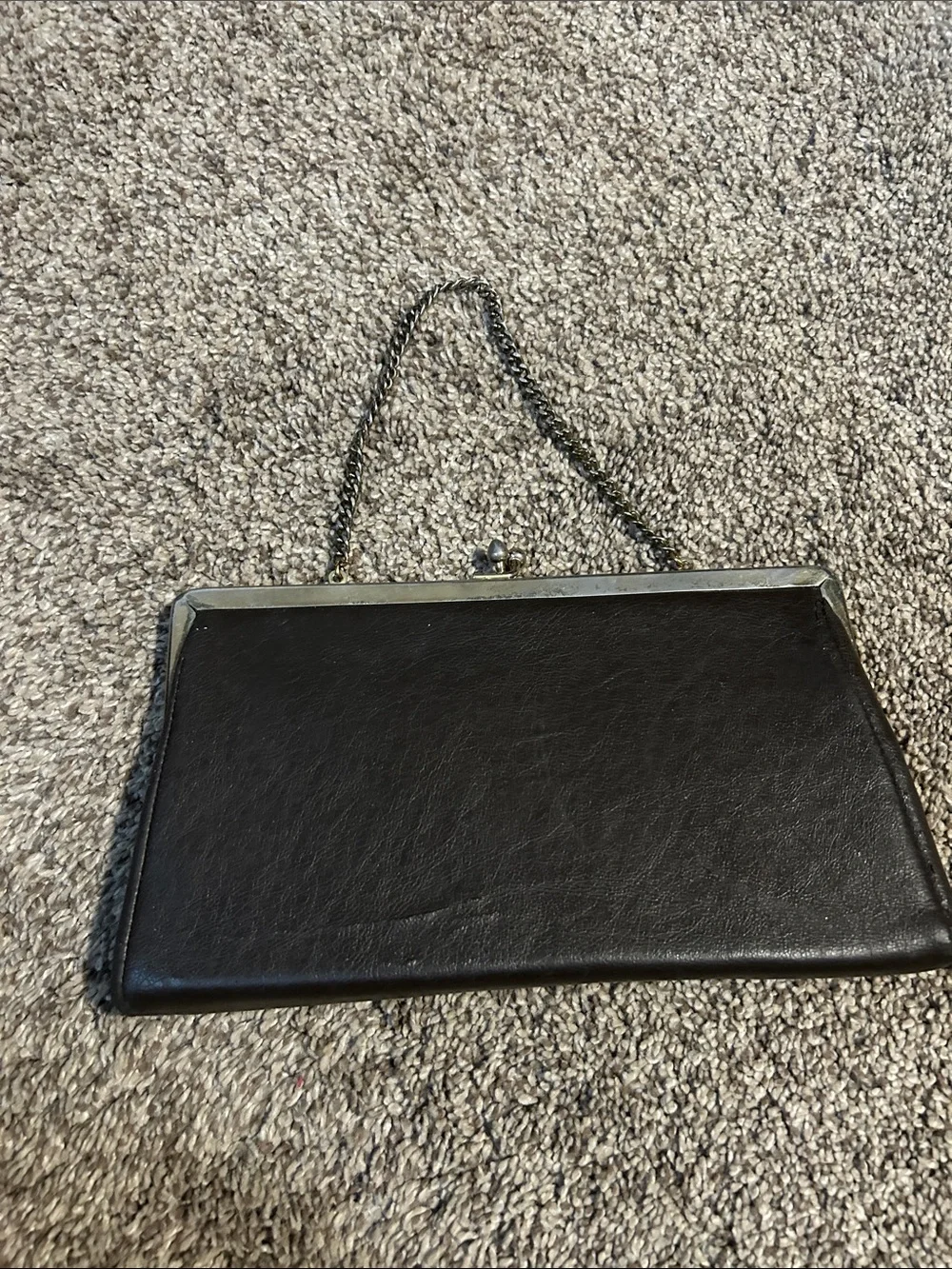 Vintage Ande kiss lock Brown Leather Clutch